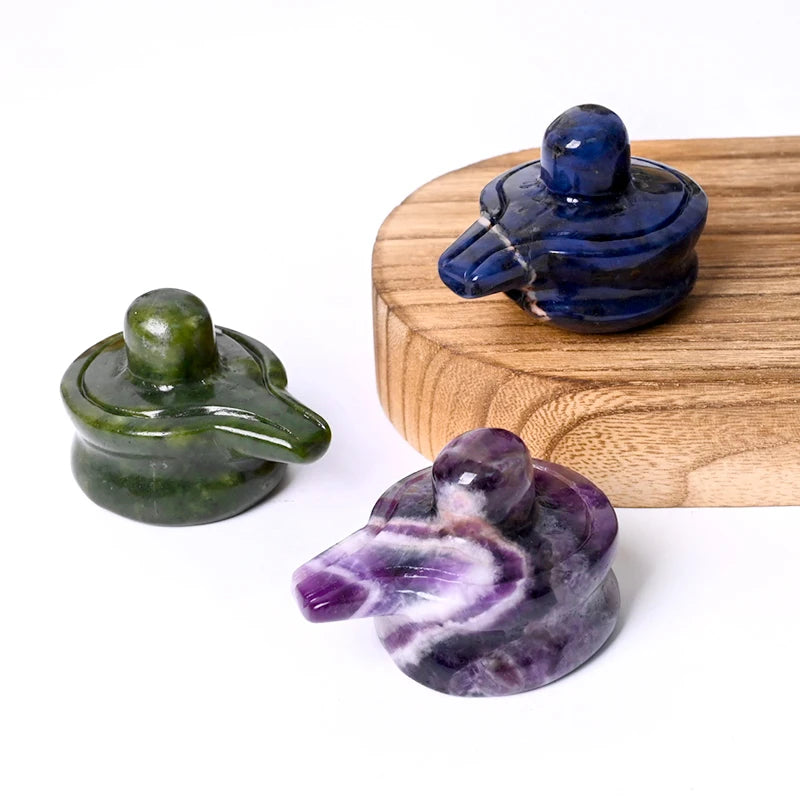 Black Obsidian & Yooperlite Crystal Shiva Lingam (6 cm Feng Shui Edition)