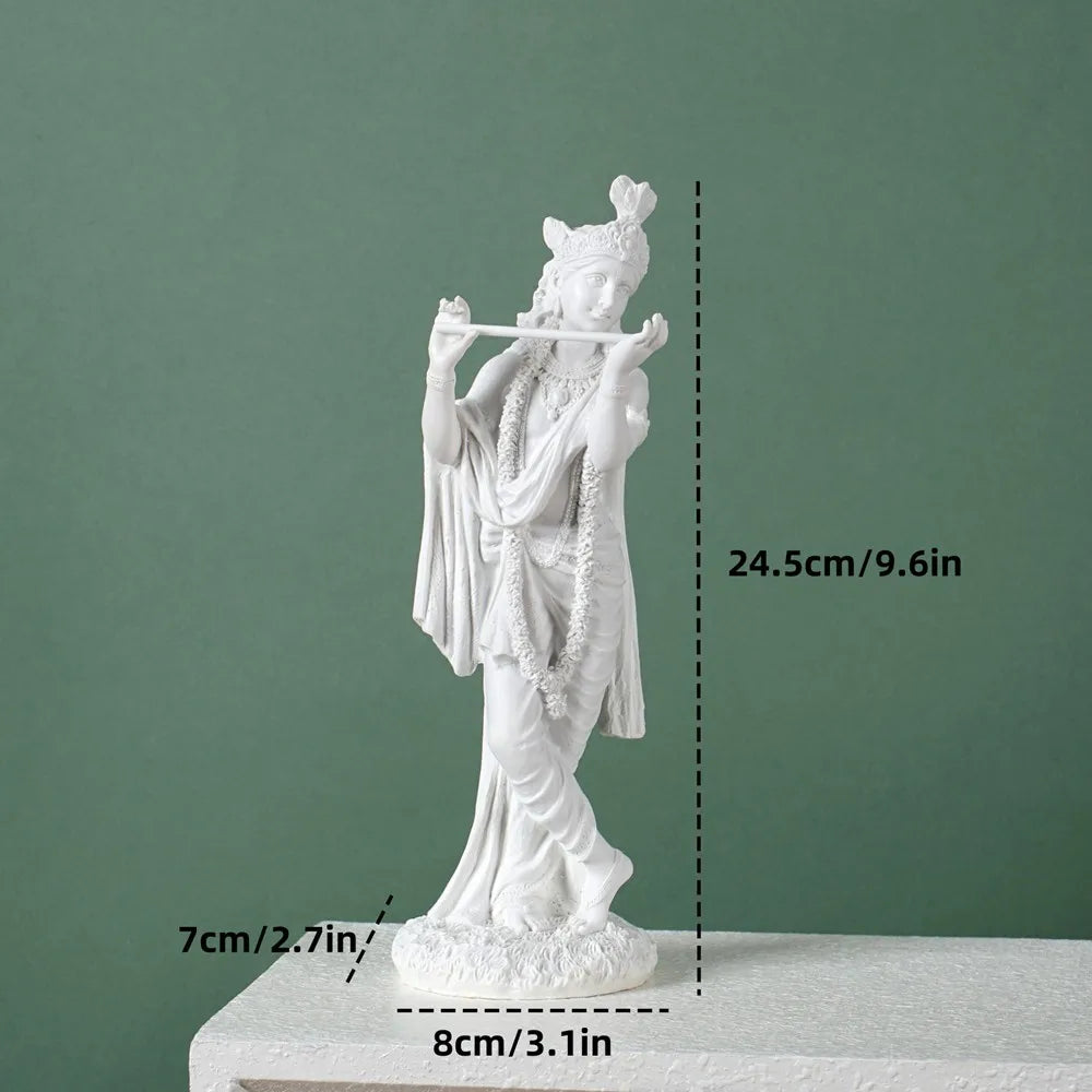 Exquisite White Resin Lord Krishna Statue