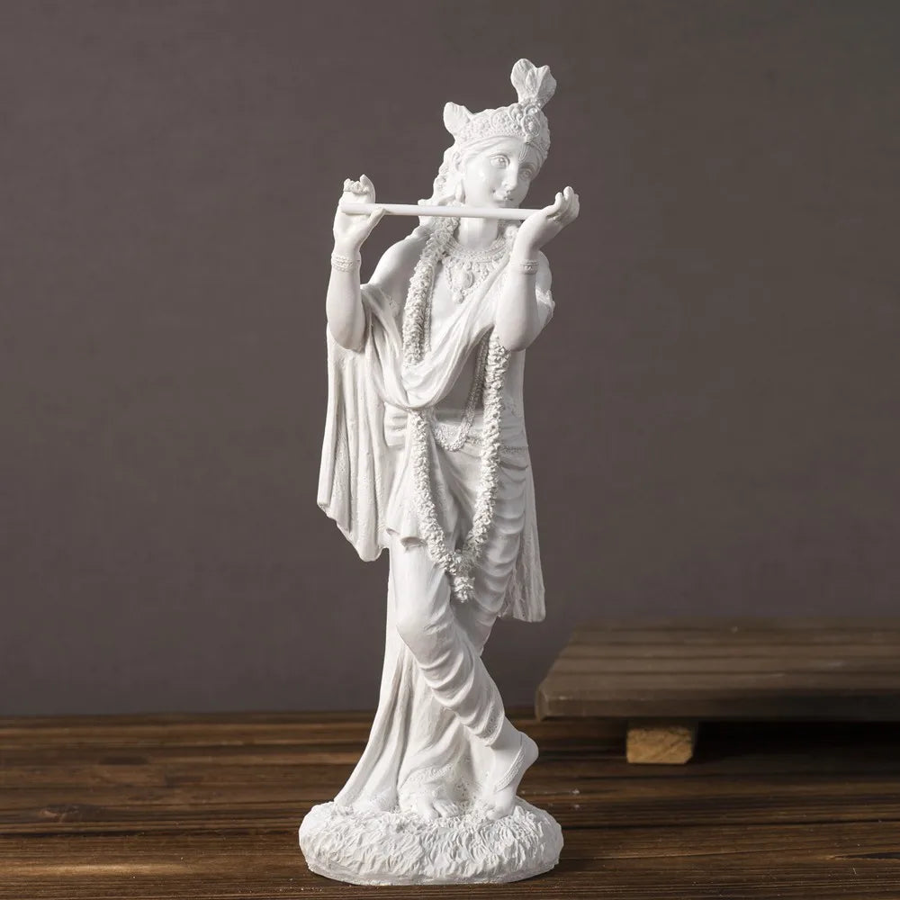 Exquisite White Resin Lord Krishna Statue